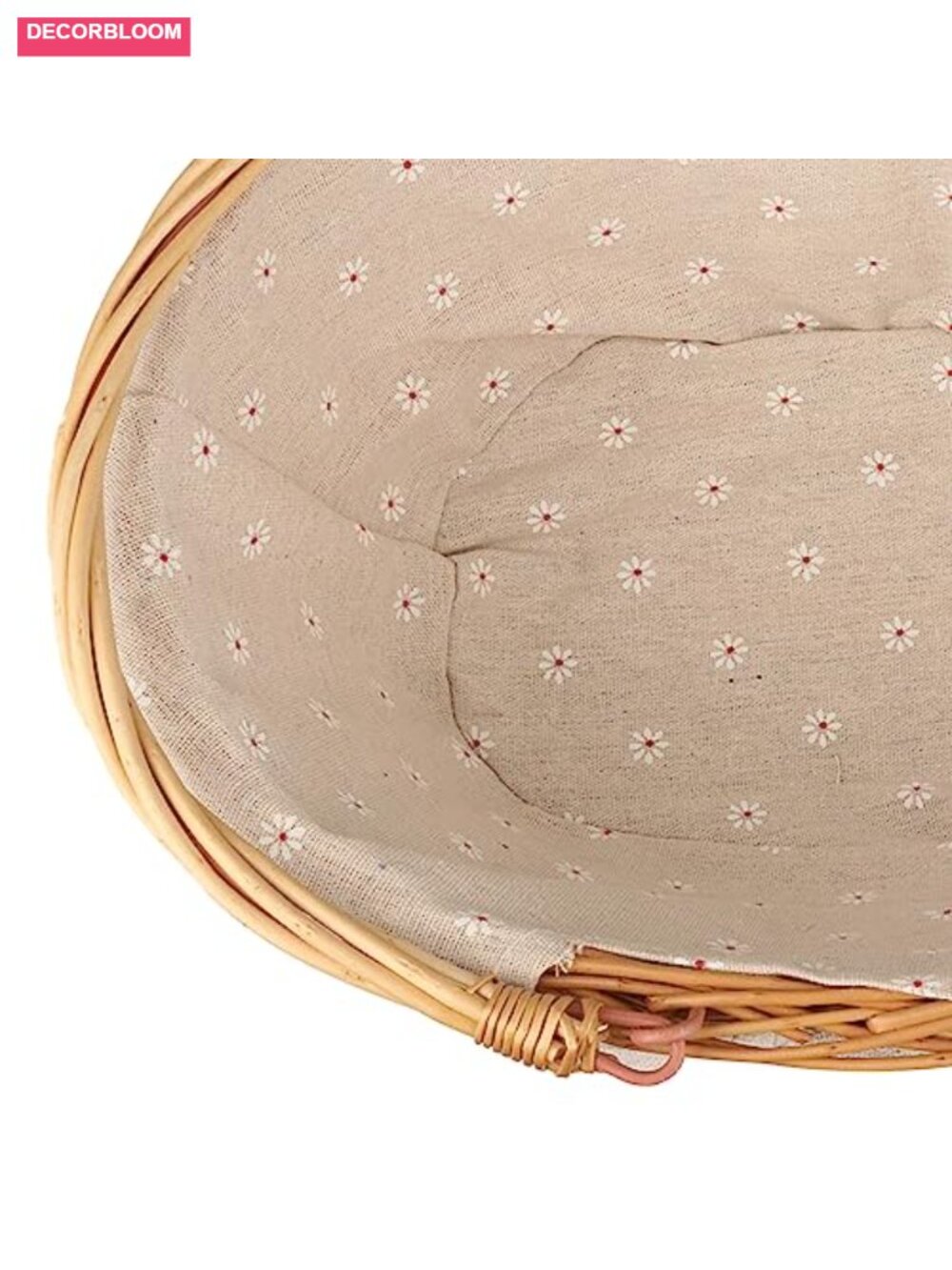 Willow Wicker Picnic Basket with Handle & Liner Oval Woven Storage Basket - Picture 3 of 6